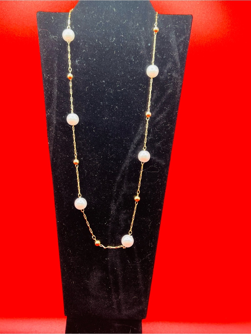Gold Pearl Station Necklace - Women Jewelry